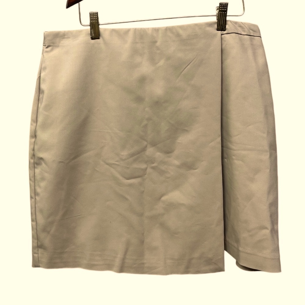 PHILOSOPHY Faux Wrap Mini Skirt Lined Khaki Size 12 NEW